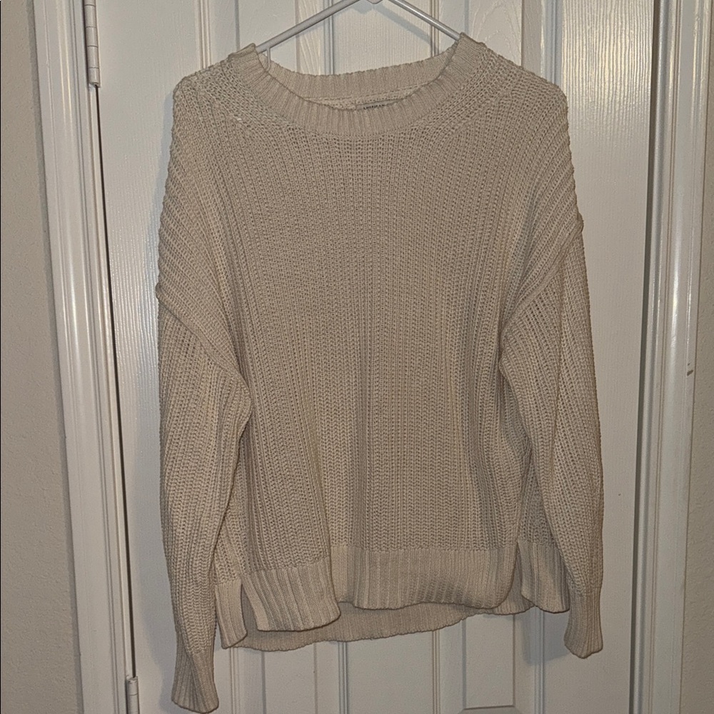 American Eagle Outfitters Cream Crew Neck Sweater